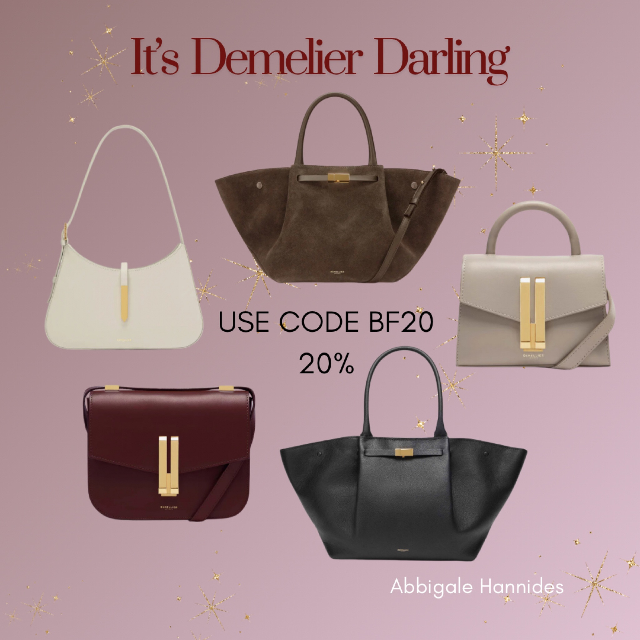 Black Friday sale! USE CODE BF20 for 20% off! Demelier . Mid price bags. Designer bags. 

#LTKItBag #LTKSaleAlert #LTKCyberWeek