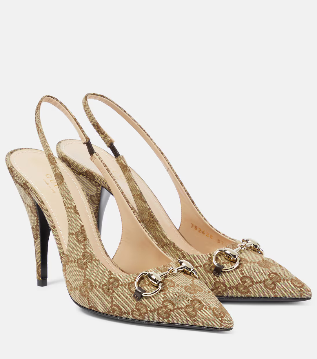 GG leather-trimmed slingback pumps | Mytheresa (UK)