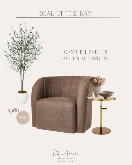 The detail on this chair!! Such a high-end look for less, white, upholstered chair, barrel, chair, target, olive tree, blue pillow Studio McGee dark accent chair barrel chair brass side table 

#LTKsalealert #LTKfindsunder100 #LTKhome