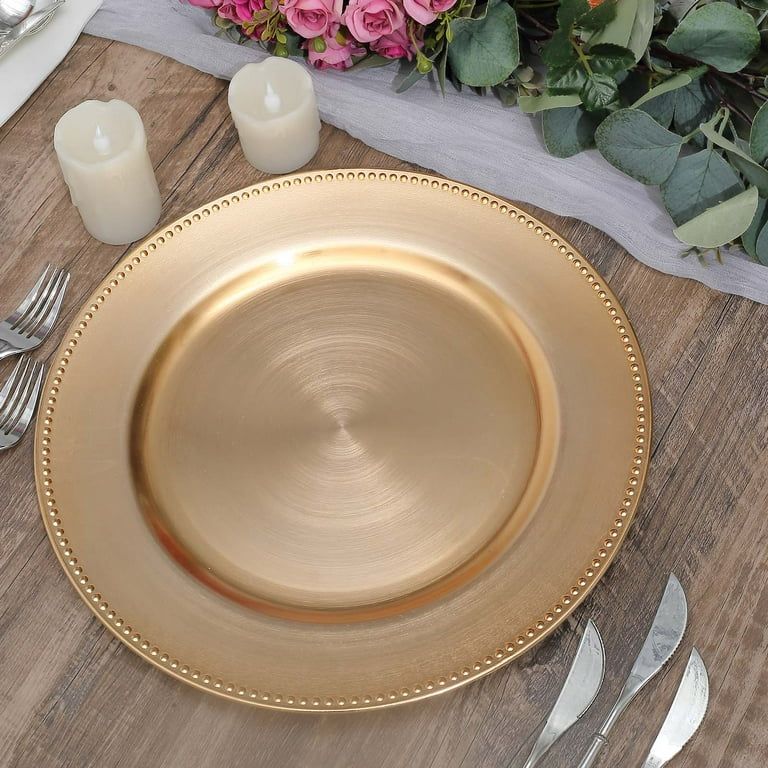 Efavormart 6 pcs 13" Gold Beaded Round Charger Plates for Tabletop Decor Holiday Wedding Catering... | Walmart (US)