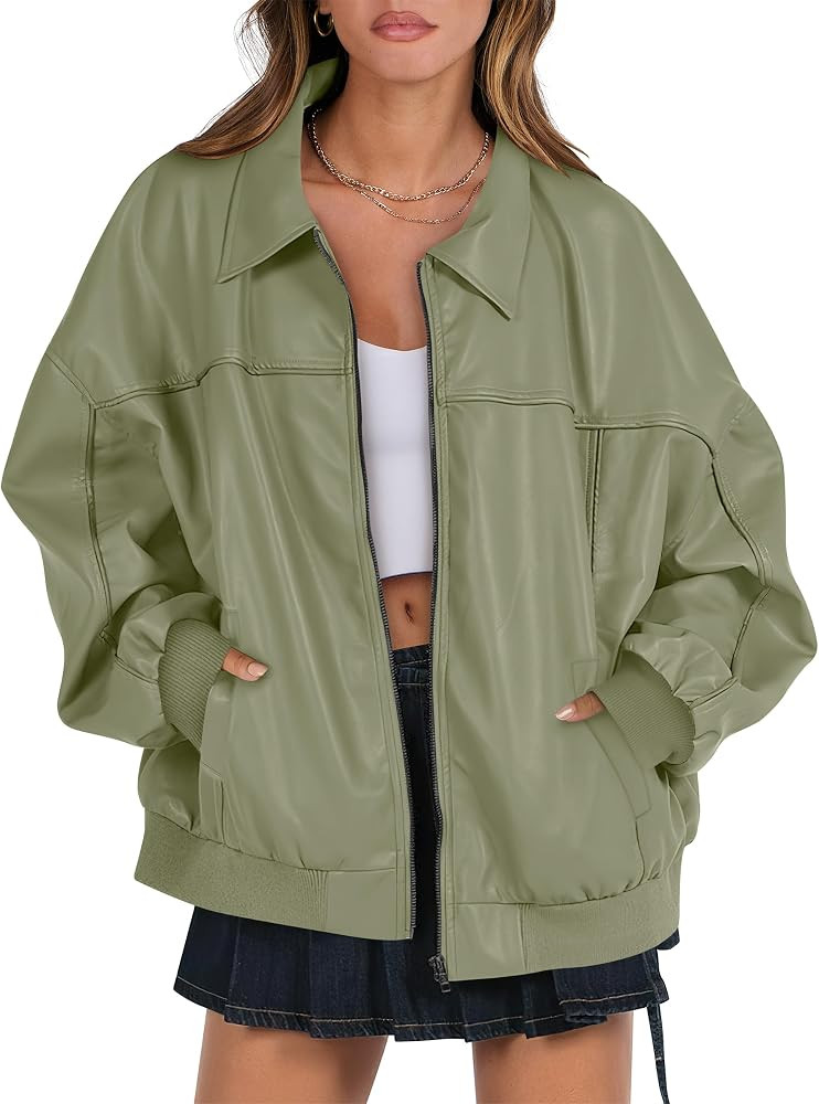 ANRABESS Womens Oversized Leather Jackets Faux Suede Fall Fashion Motorcycle Coats Winter Outfits... | Amazon (US)