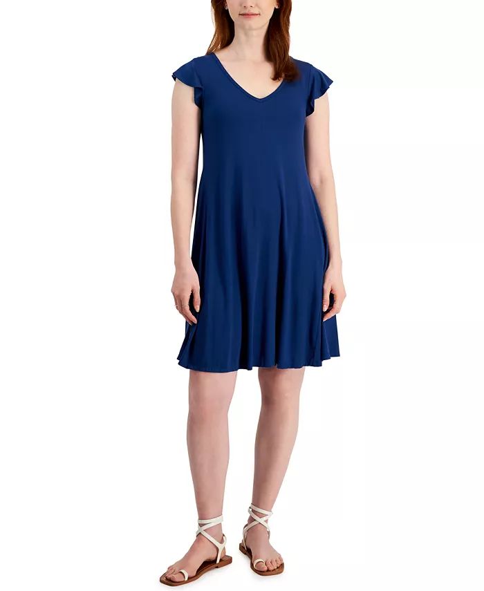 Women's Flutter-Sleeve Flip-Flop Dress, Created for Macy's | Macy's