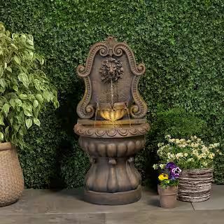 Majestad Resin Antique Light Brown Cascade Fountain | The Home Depot