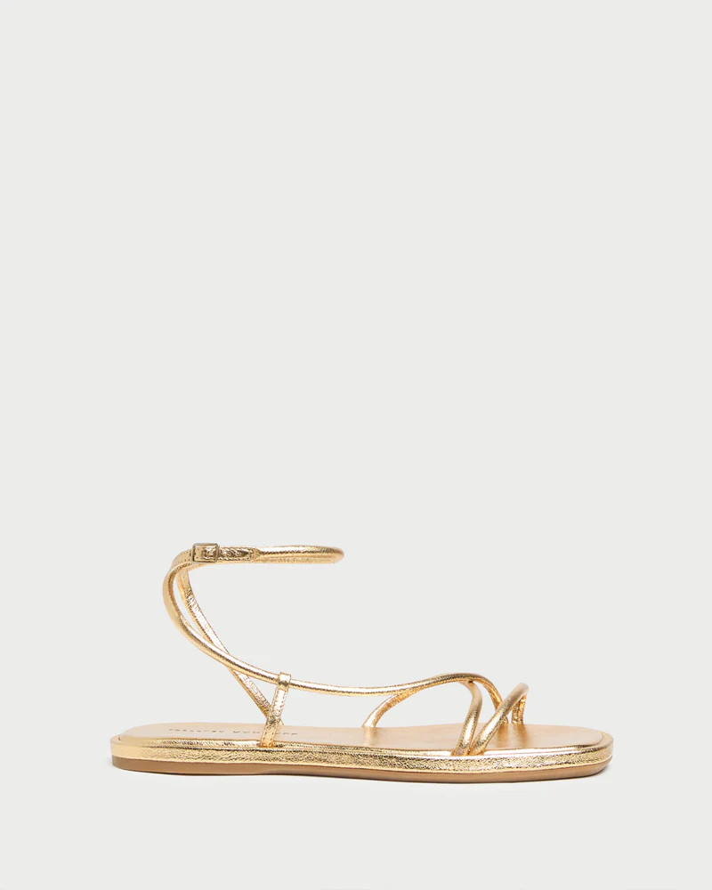 Noor Gold Leather Flat Sandal | Loeffler Randall