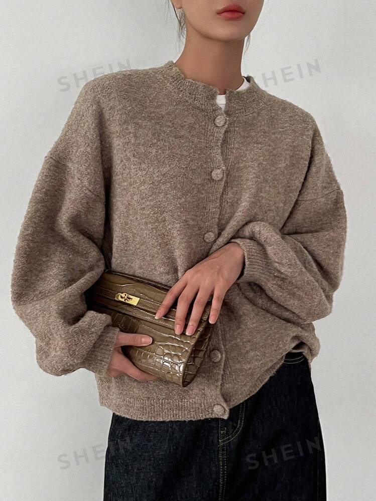 DAZY Drop Shoulder Button Front Cardigan | SHEIN