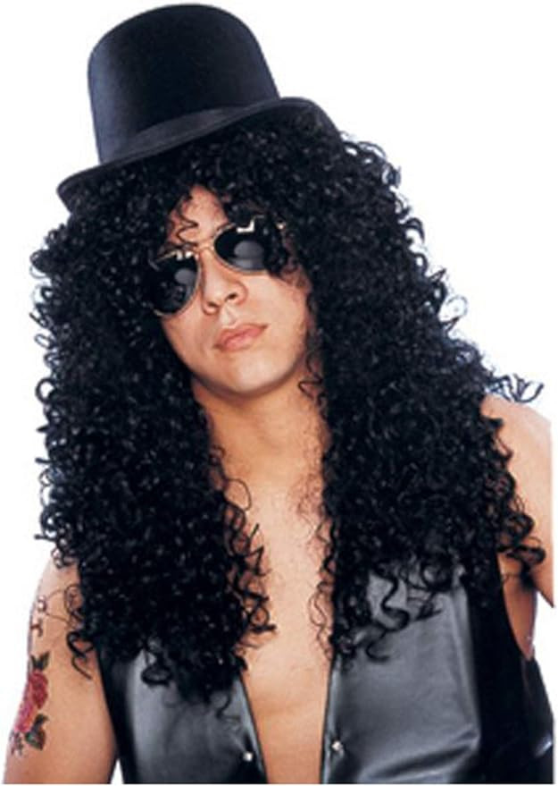 Costume Culture Men's Curly Rocker Wig Deluxe, Black, One Size | Amazon (US)