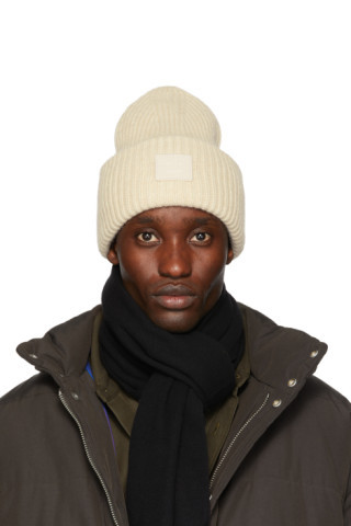 Beige Wool Ribbed Beanie | SSENSE