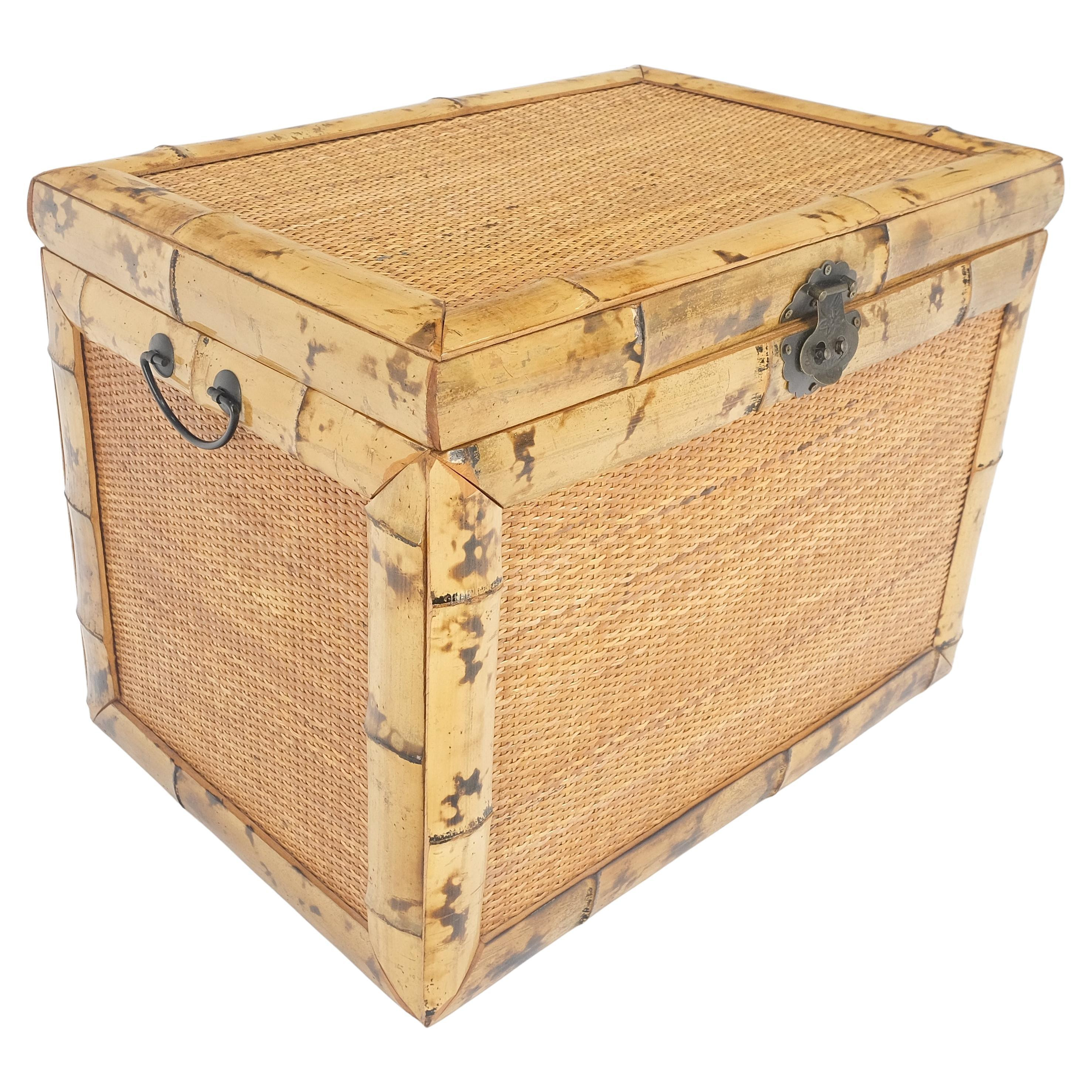 Cane & Burnt Bamboo Compact 16x23 Decorative Hope Chest Trunk MINT | 1stDibs