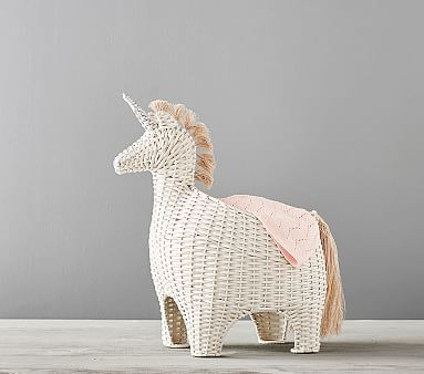 Unicorn Shaped Wicker Storage | Pottery Barn Kids
