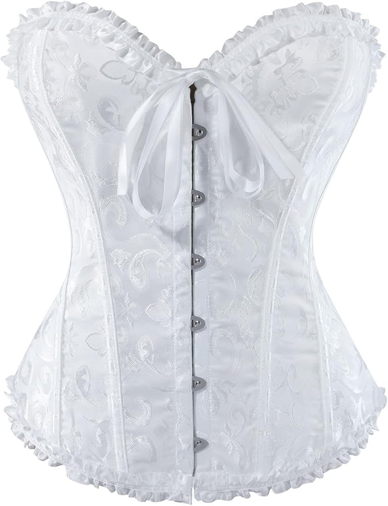 Renaissance Corset Lingerie for Women Plus Size Lace Up Overbust Bustier Shapewear Costume Top | Amazon (US)