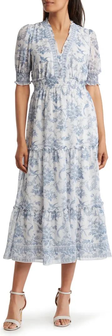 Short Sleeve Floral Tiered Dress | Nordstrom Rack