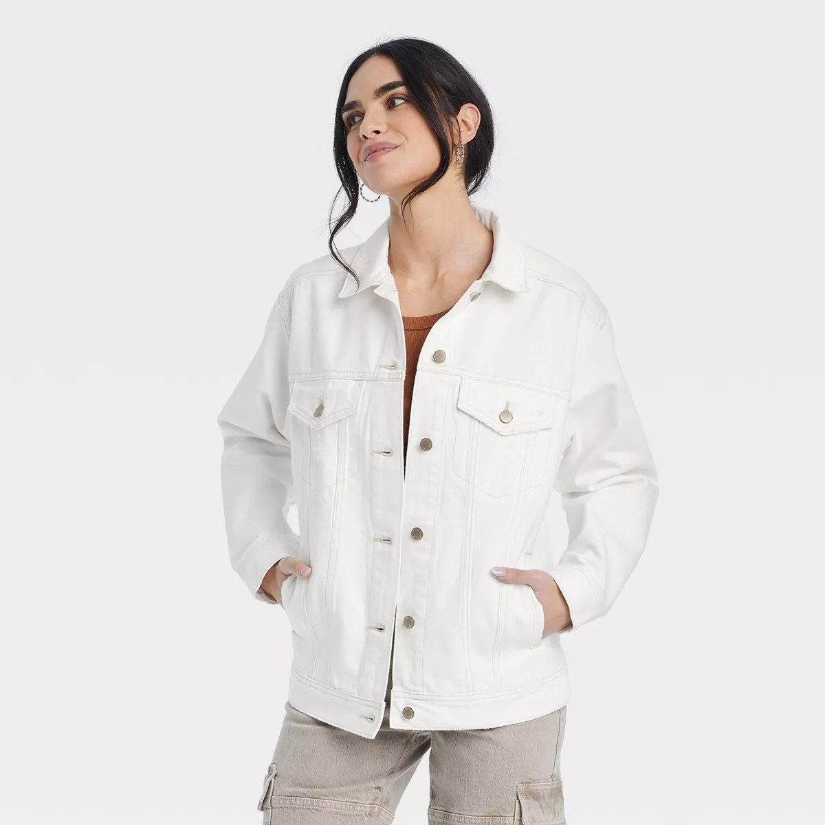 Women's 90's Baggy Trucker Jacket - Universal Thread™ White XS | Target