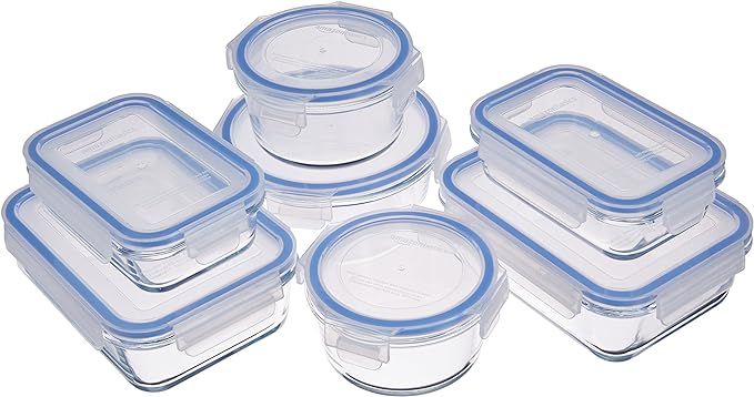 Amazon Basics Glass Locking Lids Food Storage Containers, 14-Piece Set | Amazon (US)