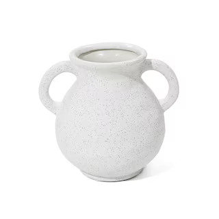 LuxenHome Ceramic Jug Round Vase with 2-Handles in White WHD1986 - The Home Depot | The Home Depot