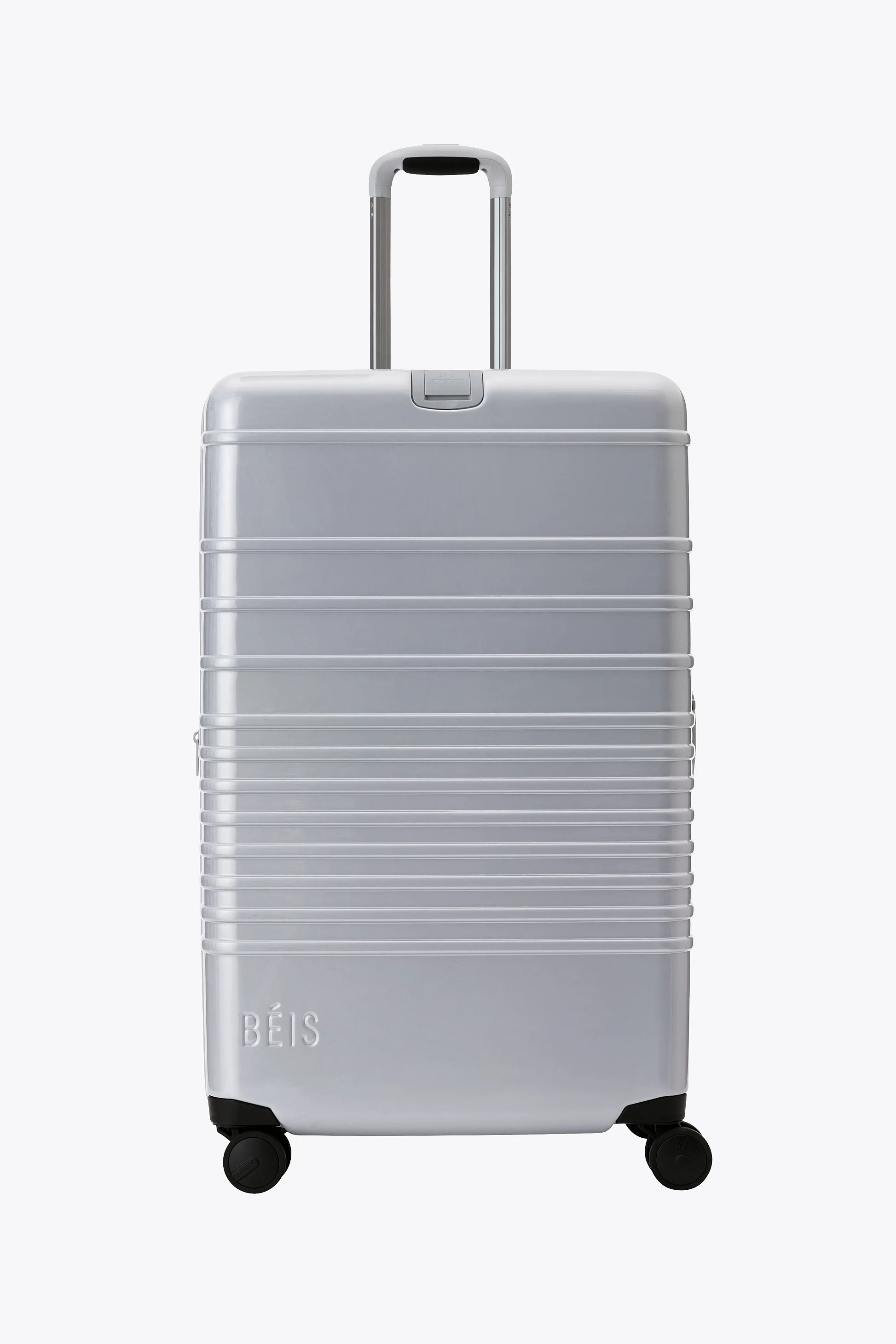 BÉIS x Chiptole 'The Large Check-In Roller' in Metallic - Large Silver Check-in Luggage & Suitca... | BEIS