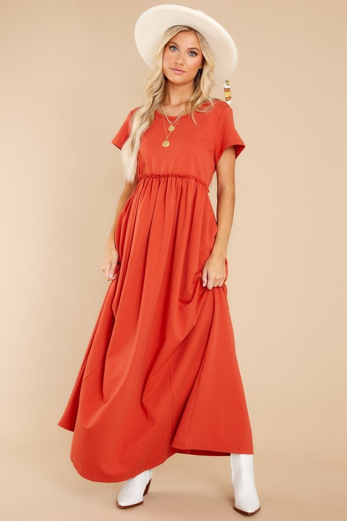 Well Wishes Tangerine Maxi Dress | Red Dress 