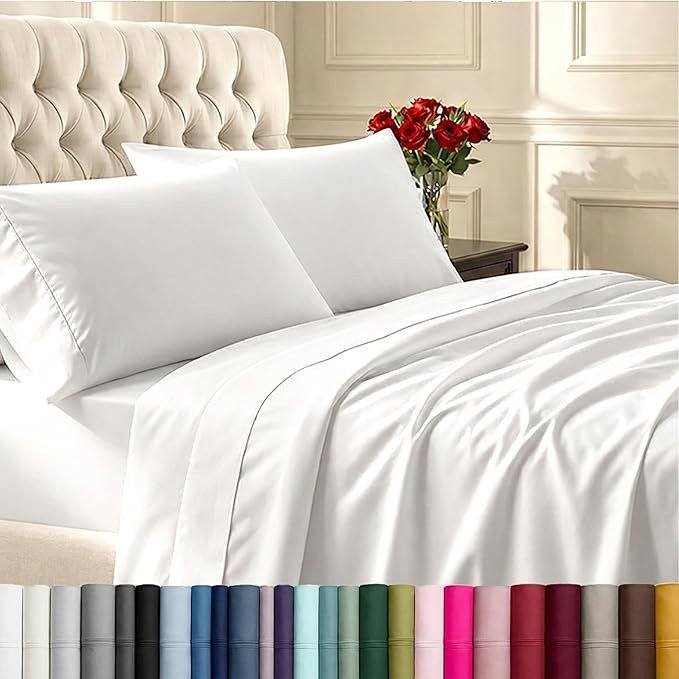California Design Den Natural 100% Cotton Sheets Queen Size Bed Set - Soft 400 Thread Count Satee... | Amazon (US)