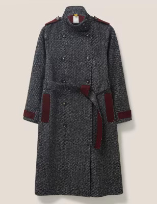Wool Blend Tweed Collared Trench Coat | White Stuff | M&S | Marks & Spencer (UK)