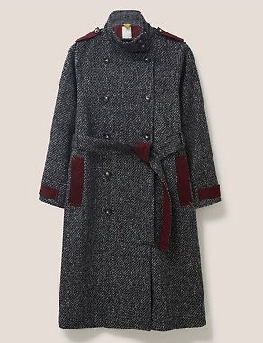 Wool Blend Tweed Collared Trench Coat | White Stuff | M&S | Marks & Spencer (UK)