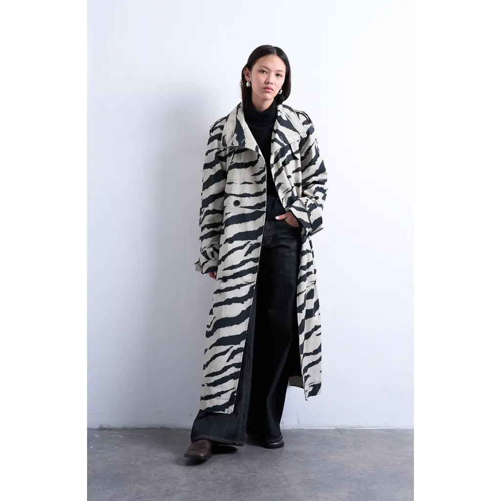 Topshop Stand Collar Trench Coat in Black at Nordstrom, Size X-Small | Nordstrom