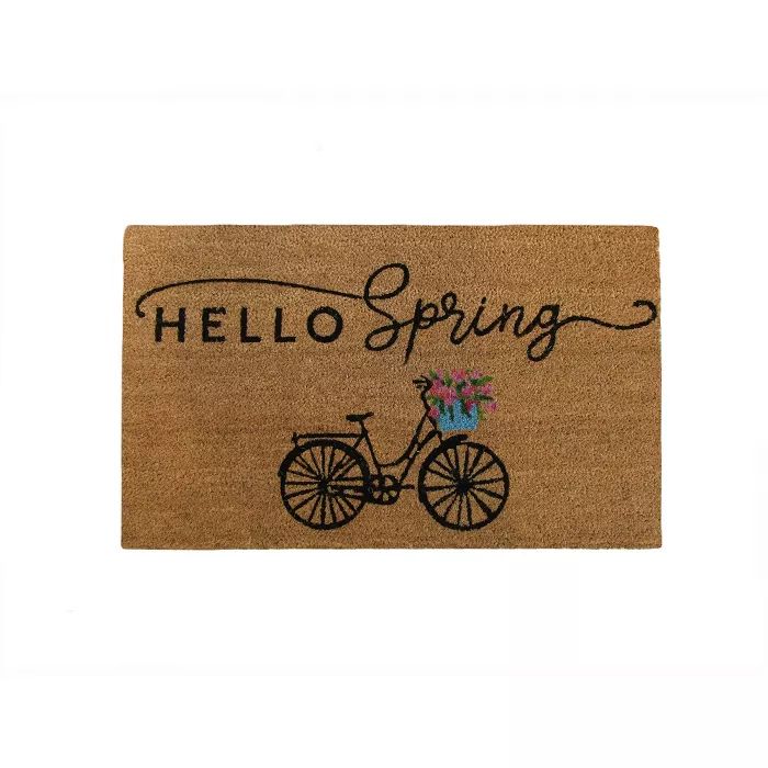 Farmhouse Living Hello Spring Bike Coir Doormat - 18" x 30" - Natural - Elrene Home Fashions | Target