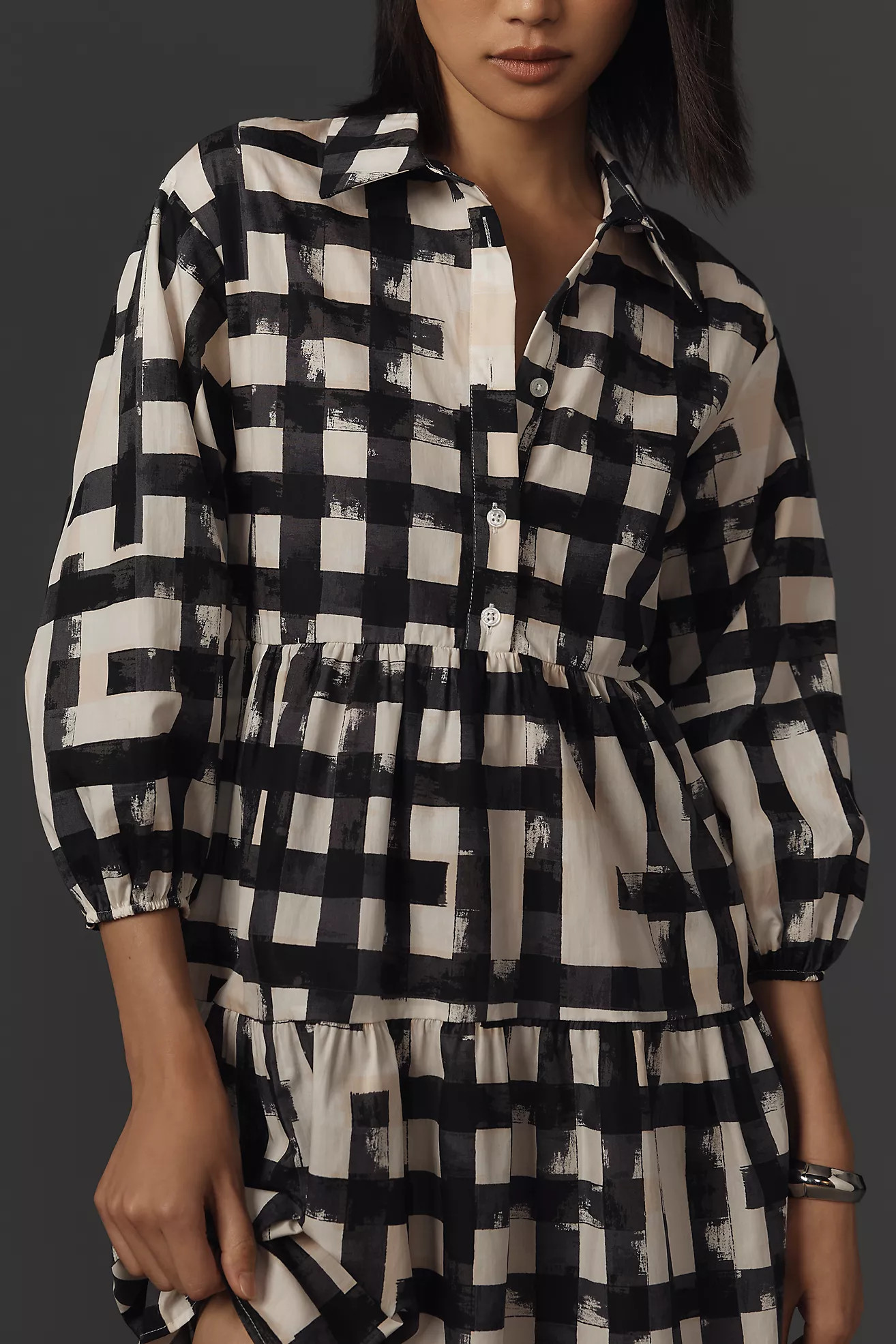 The Bettina Tiered Mini Shirt Dress by Maeve | Anthropologie (US)