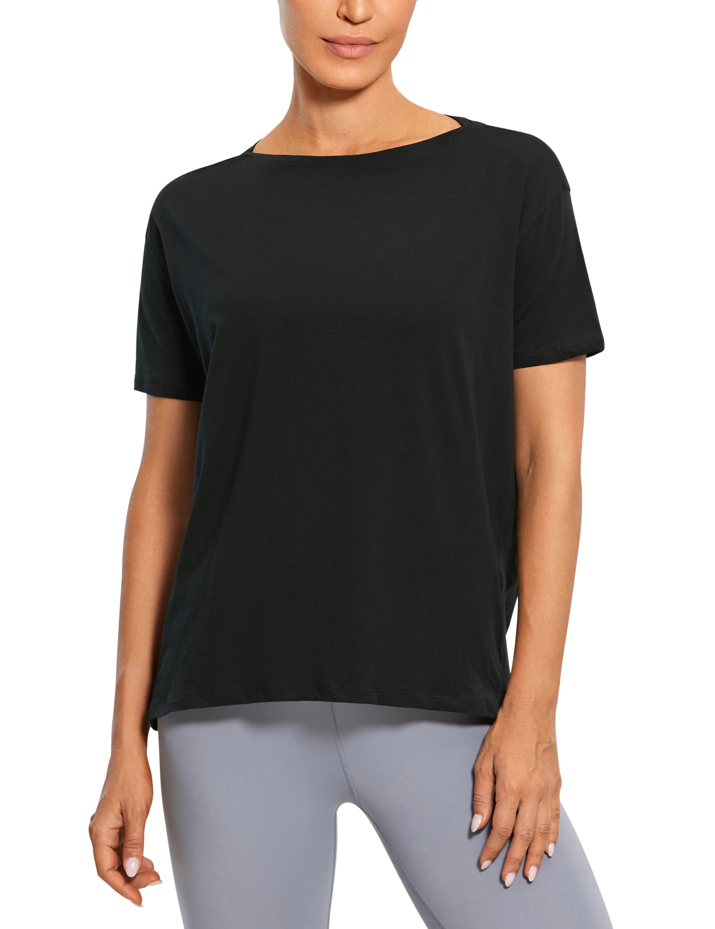 CRZ YOGA Women's Pima Cotton Short Sleeve Shirts Loose Fit Casual Tops | Walmart (US)