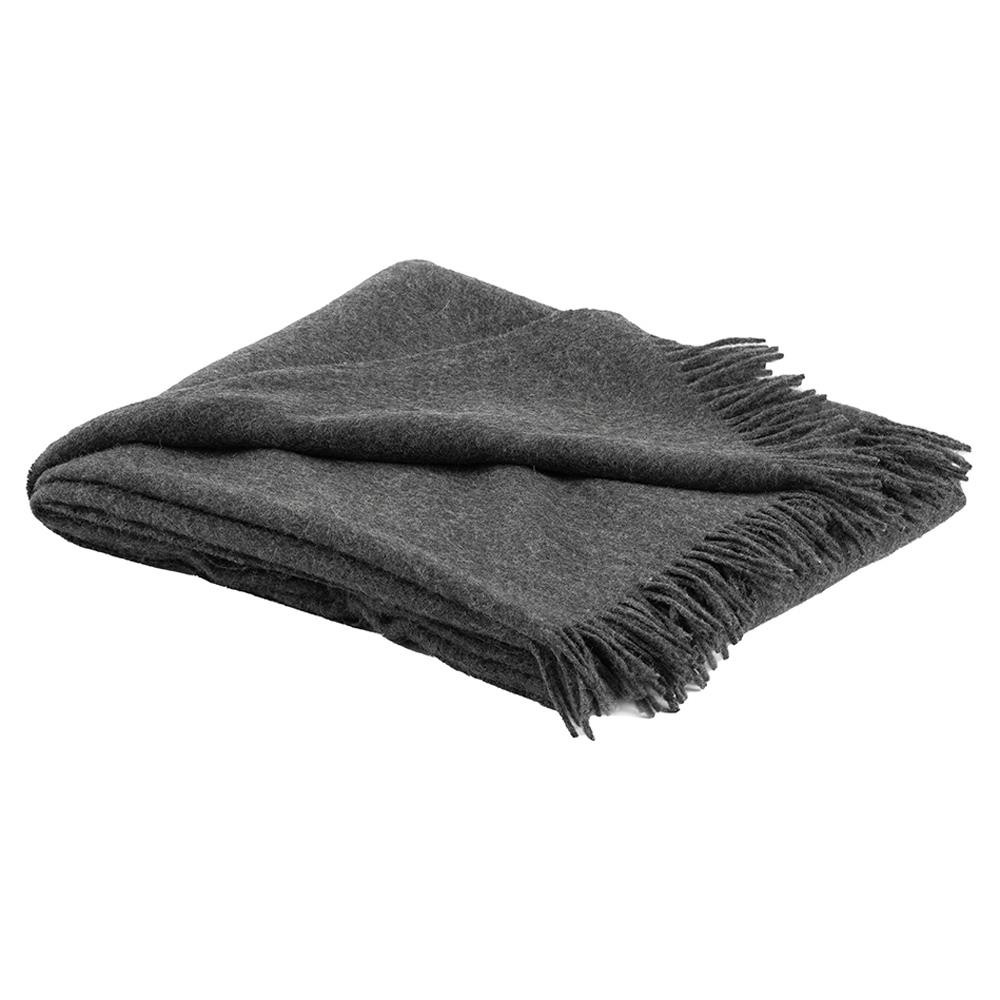Virdis Modern Classic Dark Grey Wool Plain Throw | Kathy Kuo Home