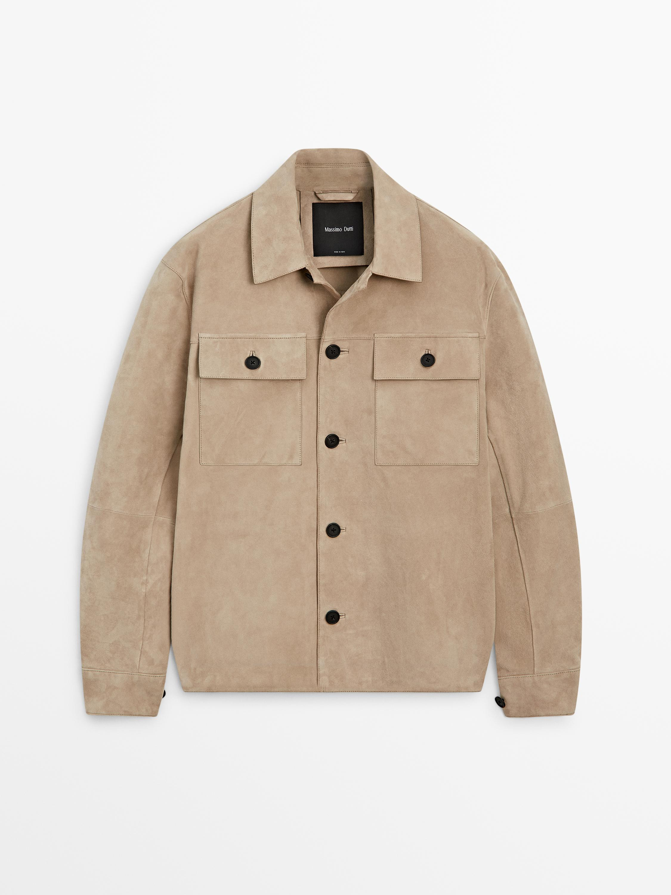 Suede leather overshirt | Massimo Dutti US