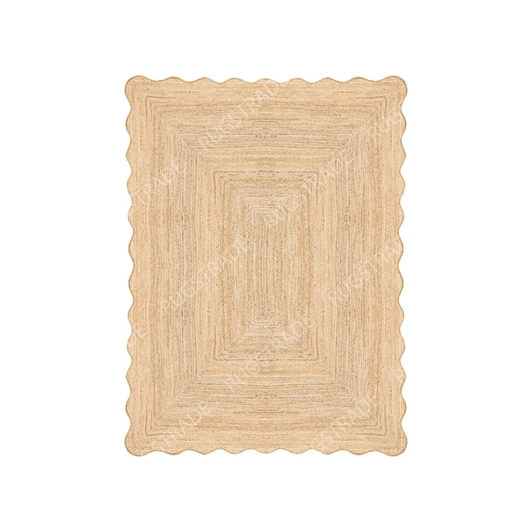 Scalloped Jute Rug- Jute Rug, Runner Rug, Door Mat, Handcrafted Rug, Stair Runner, Rattan Rugs, R... | Etsy (US)