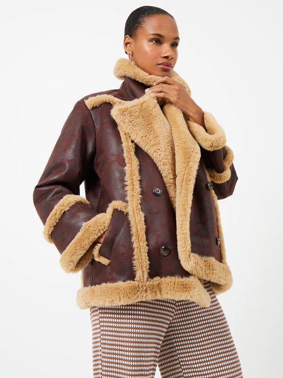 Belen Faux Fur Double Breasted Coat | French Connection (US)