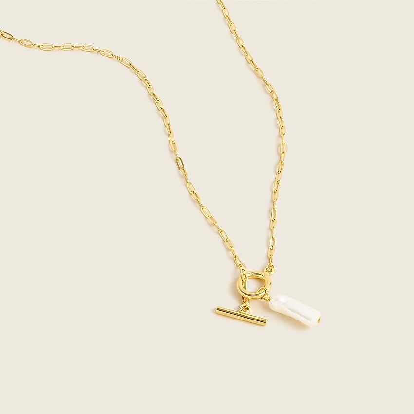 Demi-fine 14k gold-plated pearl toggle necklace | J.Crew US