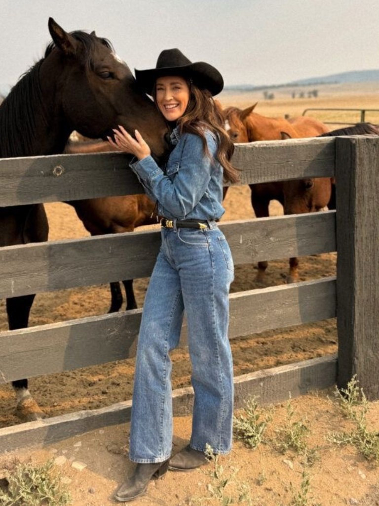 denim on denim Canadian tuxedo outfit! Love these black Lucchese boots paired with a black western belt 

#LTKTravel #LTKootd