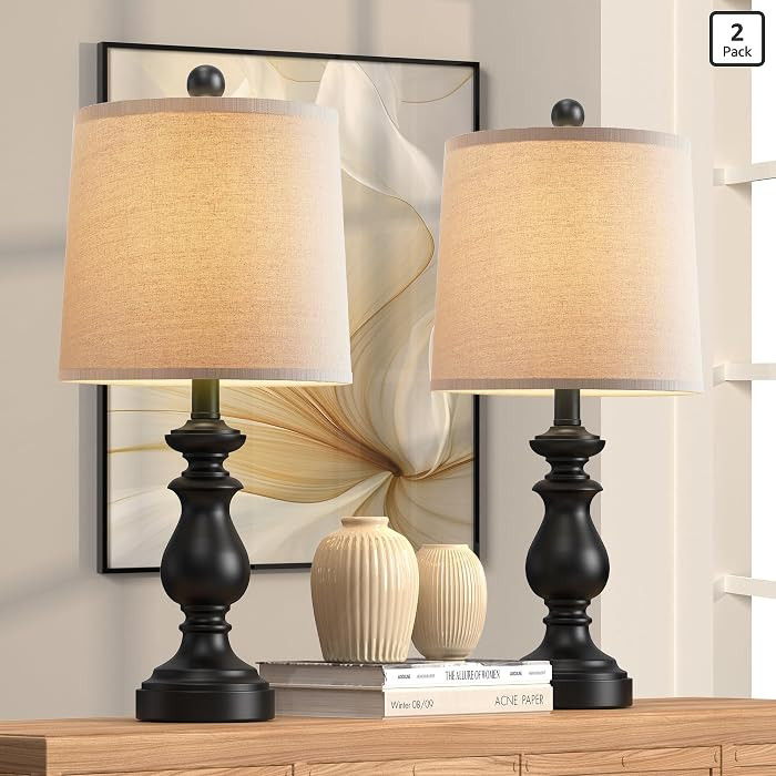Traditional Table Lamp Set of 2, Rustic Farmhouse Table Lamps for Living Room Bedroom, 22" Bedsid... | Amazon (US)