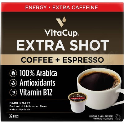 VitaCup Extra Shot Coffee Pods w/Espresso shot for High Caffeine - 32ct | Target