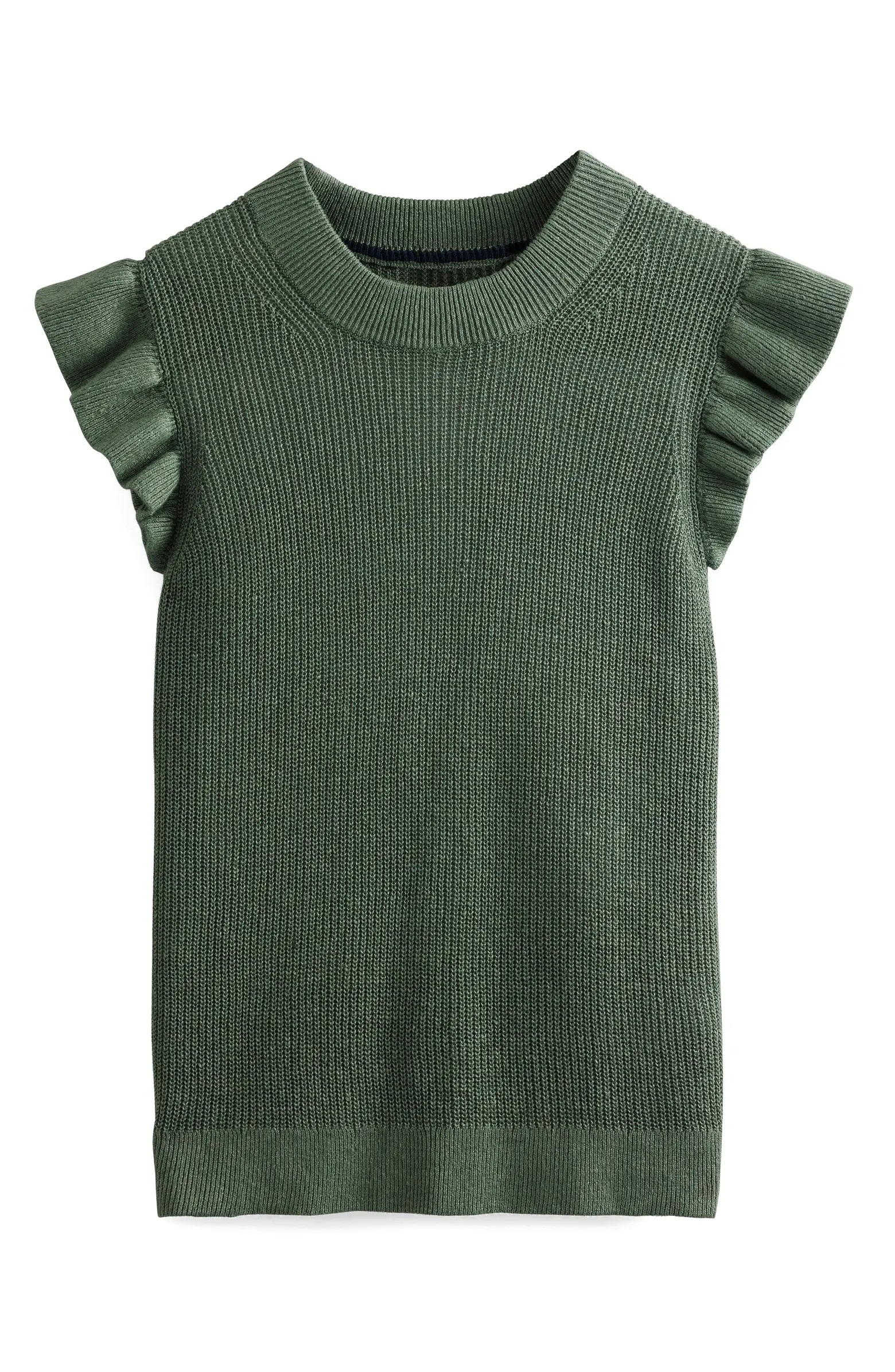 Frill Crewneck Linen Blend Sweater | Nordstrom