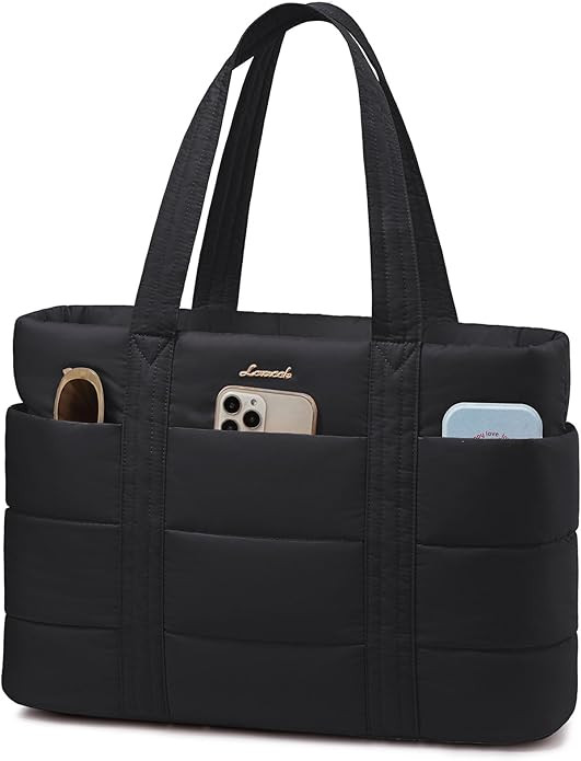 LOVEVOOK Tote Bag for Women, Large Puffer Work Tote Bag, Lightweight Travel Tote Bag with Zipper ... | Amazon (US)