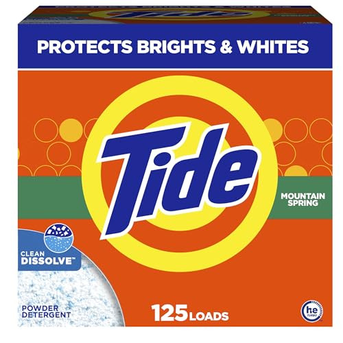 Tide Powder Laundry Detergent, Mountain Spring Scent, 125 Loads, 143 oz | Amazon (US)