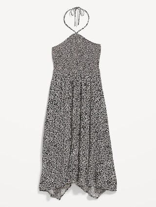 Matching Fit & Flare Printed Crinkled Halter Midi Dress for Women | Old Navy (US)