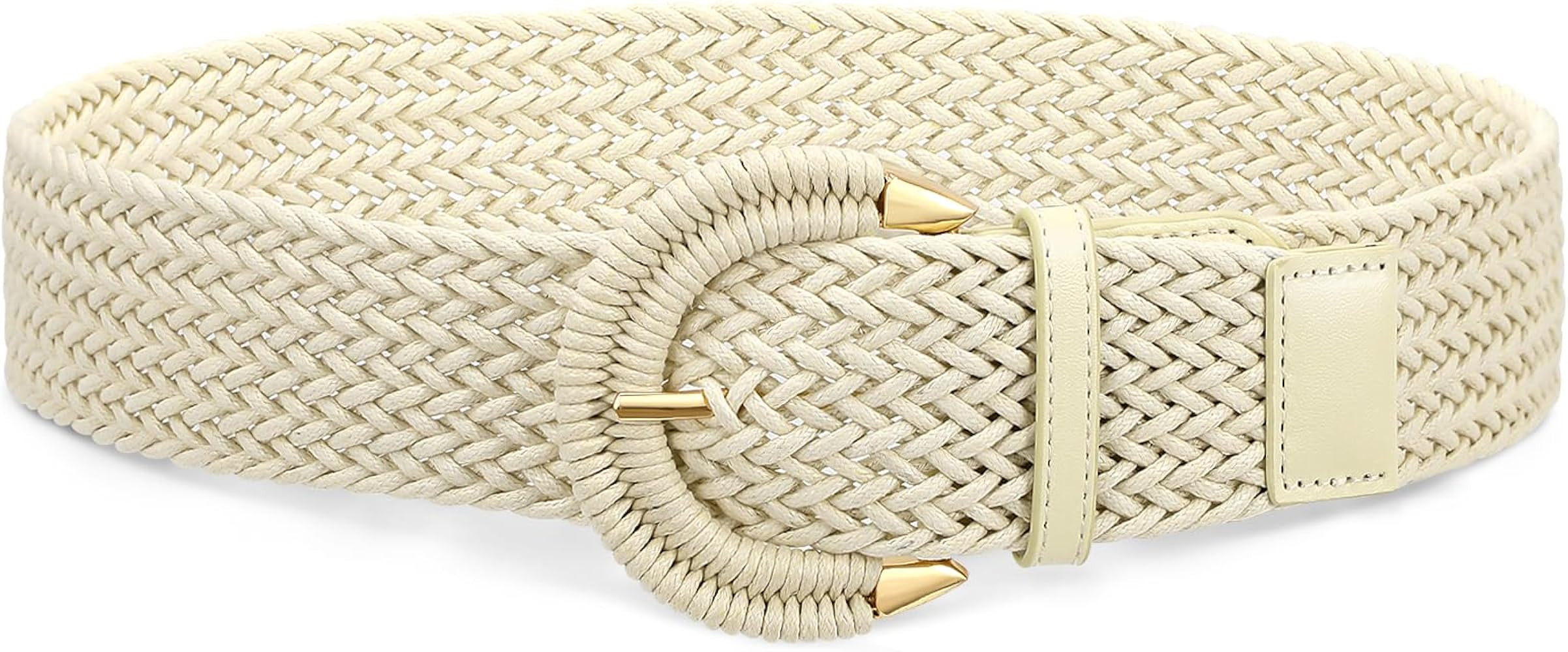 SANSTHS Women Braided Rattan Wide Belt Woven Waist Belt With Half-Circle Buckle for Summer Dress ... | Amazon (US)