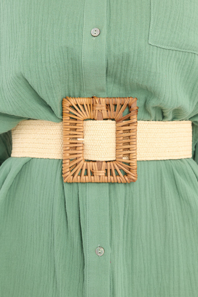 Sliding Through Beige Belt | Red Dress 