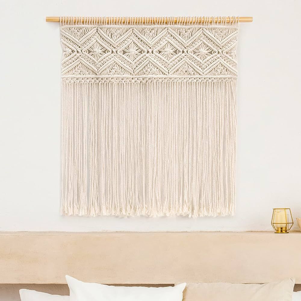 Mkono Large Macrame Wall Hanging Boho Decor Tapestry Wall Art Headboard Woven Decoration for Livi... | Amazon (US)