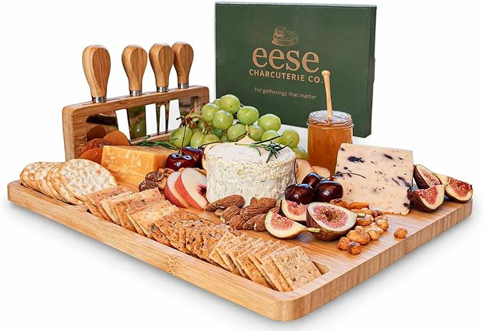 Eese Charcuterie Board Set- Bamboo Charcuterie Boards 14x11 Inch Serving Tray with Cheese Knife S... | Amazon (US)