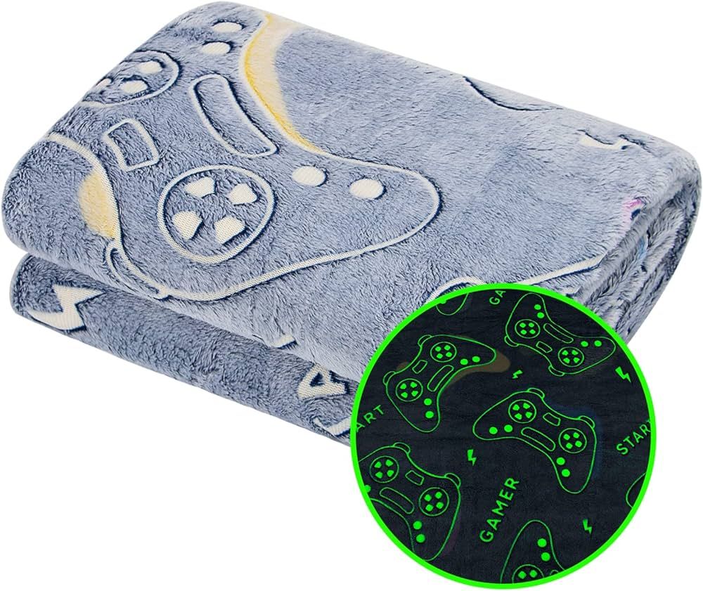 Glow in The Dark Blanket Game Controller Throw Blanket, Toys for Kids Boyfriend, Boys Teen Soft C... | Amazon (US)