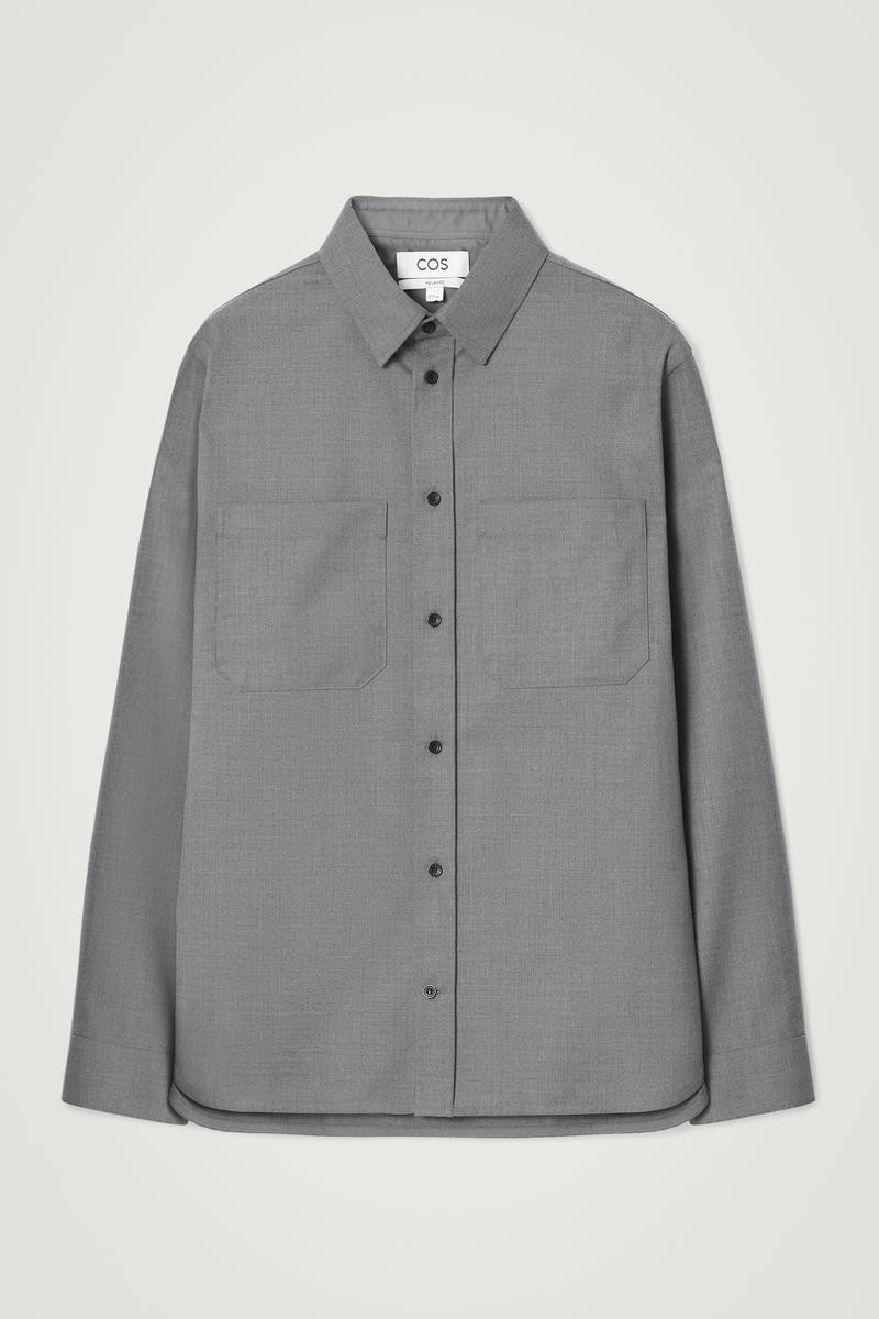 Relaxed Wool-Blend Utility Shirt in Grey | COS UK