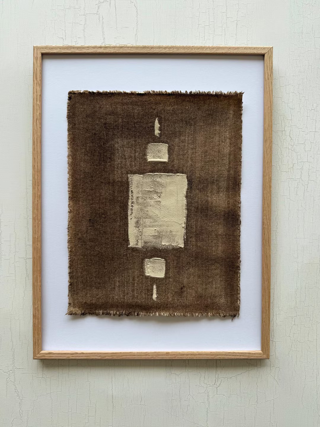 Organic Abstract Textile Art 9 X12'' Rustic Neutral Wall Decor | Earthy Hand-painted Fabric | Wab... | Etsy (US)