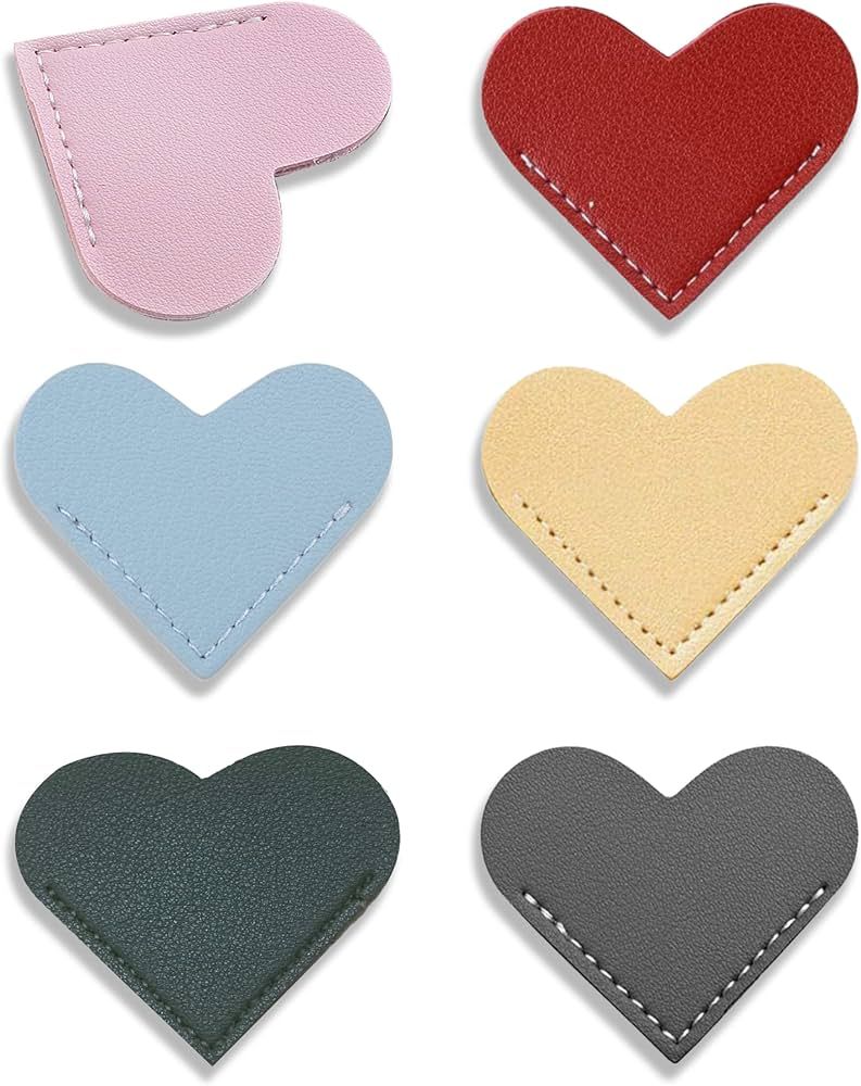 6pcs Leather Bookmarks for Women with Heart Shape, Cute Corner Bookmark, Book Accessories for Rea... | Amazon (US)