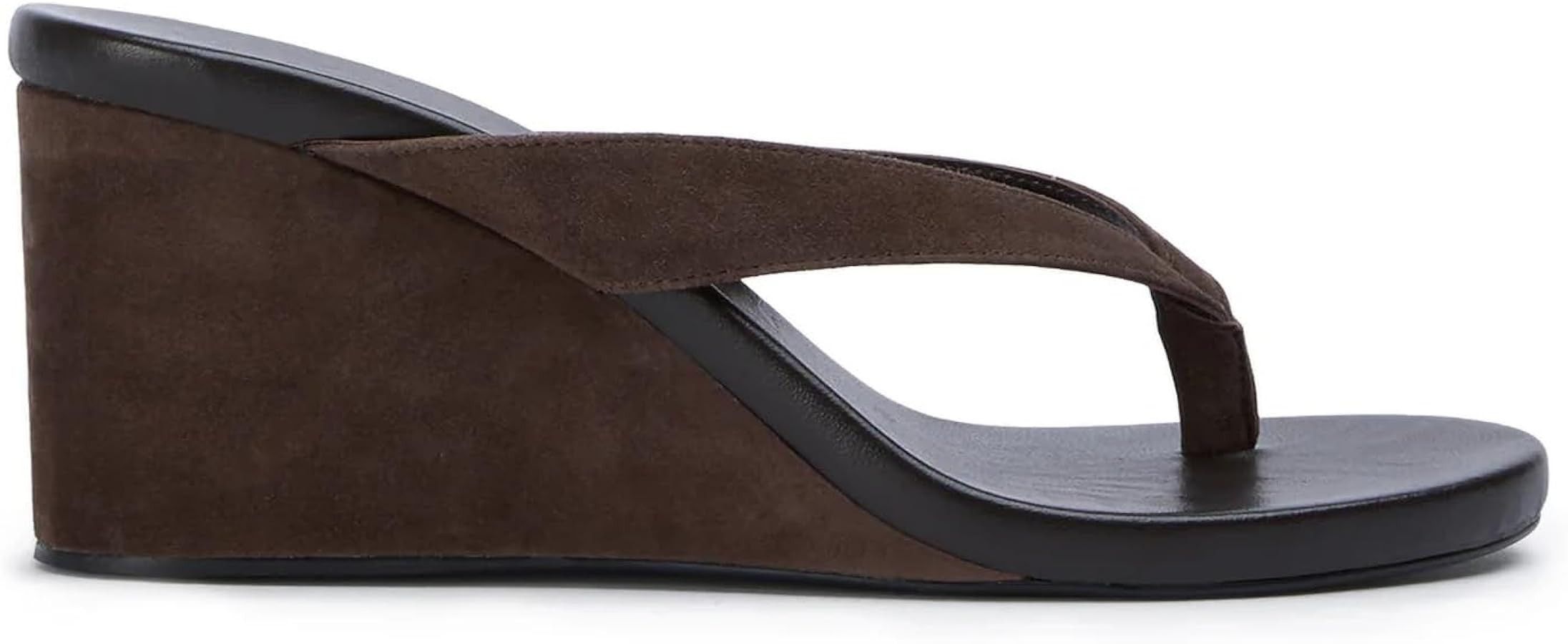 Suede Wedge Flip Flops for Women Open Round Toe Comfort Arch Support Slip On High Heel Thong Sand... | Amazon (US)