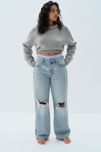 Curvy Fit Baggy Low Jeans - Low waist - Long - Light denim blue - Ladies | H&M US | H&M (US + CA)