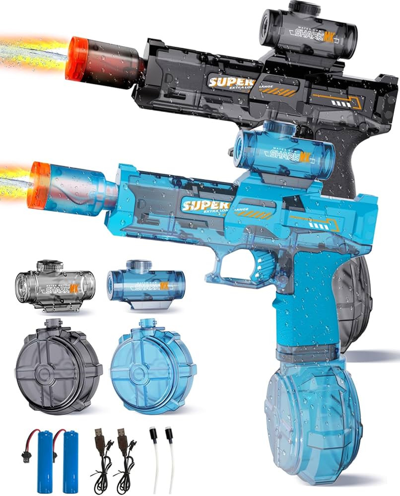 2Pcs Electric Water Gun Toy for Kids Adults,Automatic Squirt Gun with Flashing Muzzle, 26FT Range... | Amazon (US)